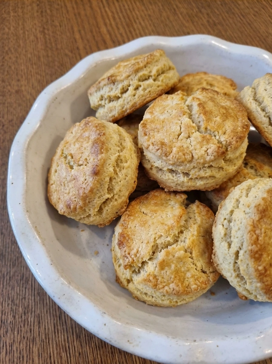 Golden baked shortcakes with rough tops