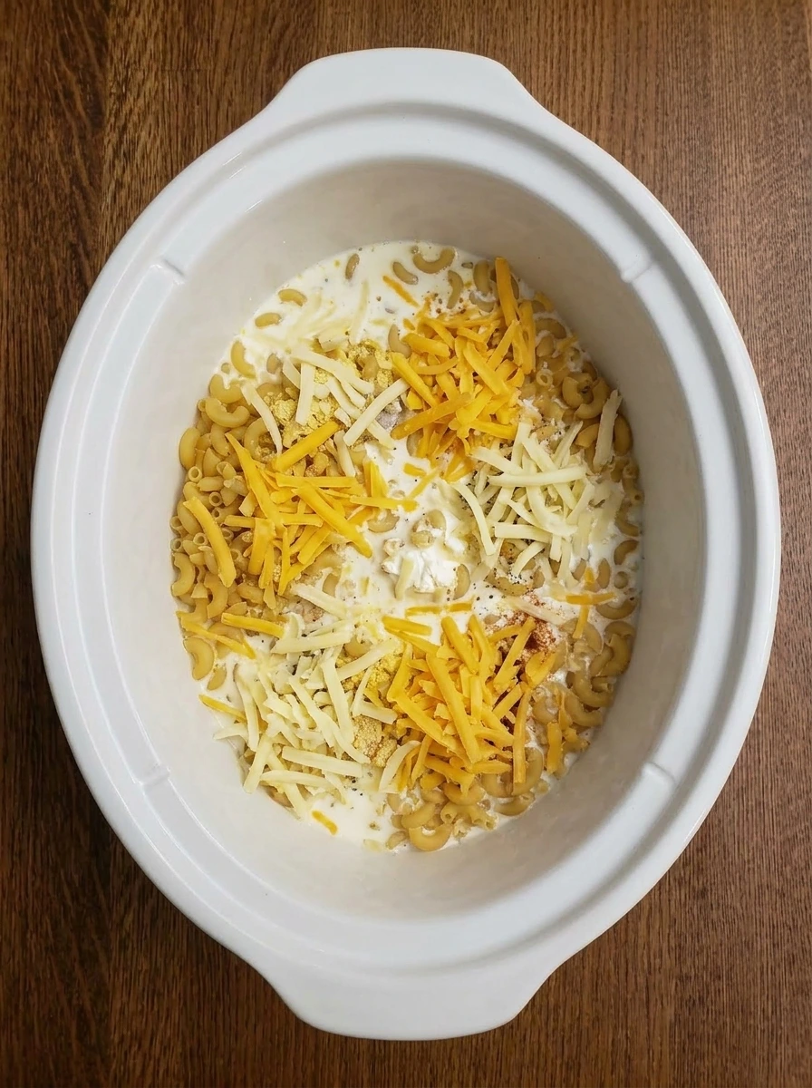 Shredded cheese scattered over macaroni