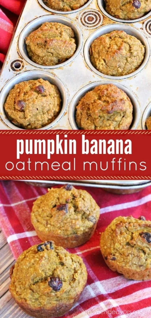 Banana Pumpkin Muffins Healthy golden homemade muffins with pumpkin and banana texture Recipe focus: healthy pumpkin muffins easy.
