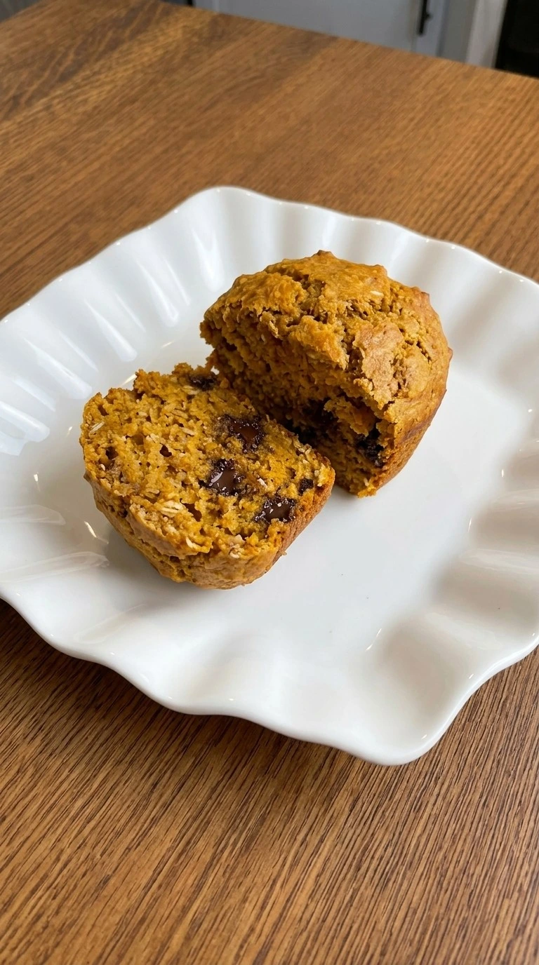 Banana Pumpkin Muffins Healthy single serving muffin showing soft inside texture Recipe focus: healthy pumpkin muffins easy.