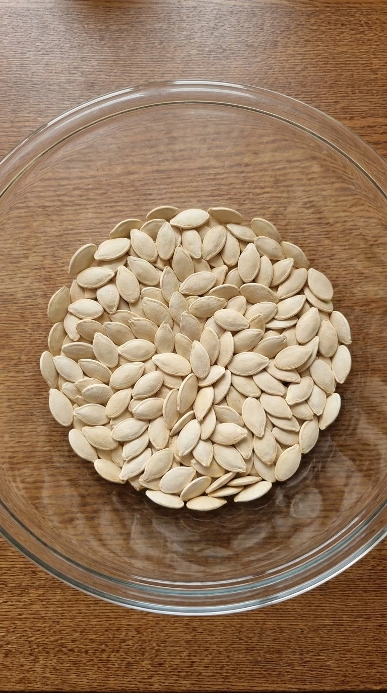 Drying raw pumpkin seeds for Cinnamon Sugar Roasted Pumpkin Seeds before adding the sweet coating