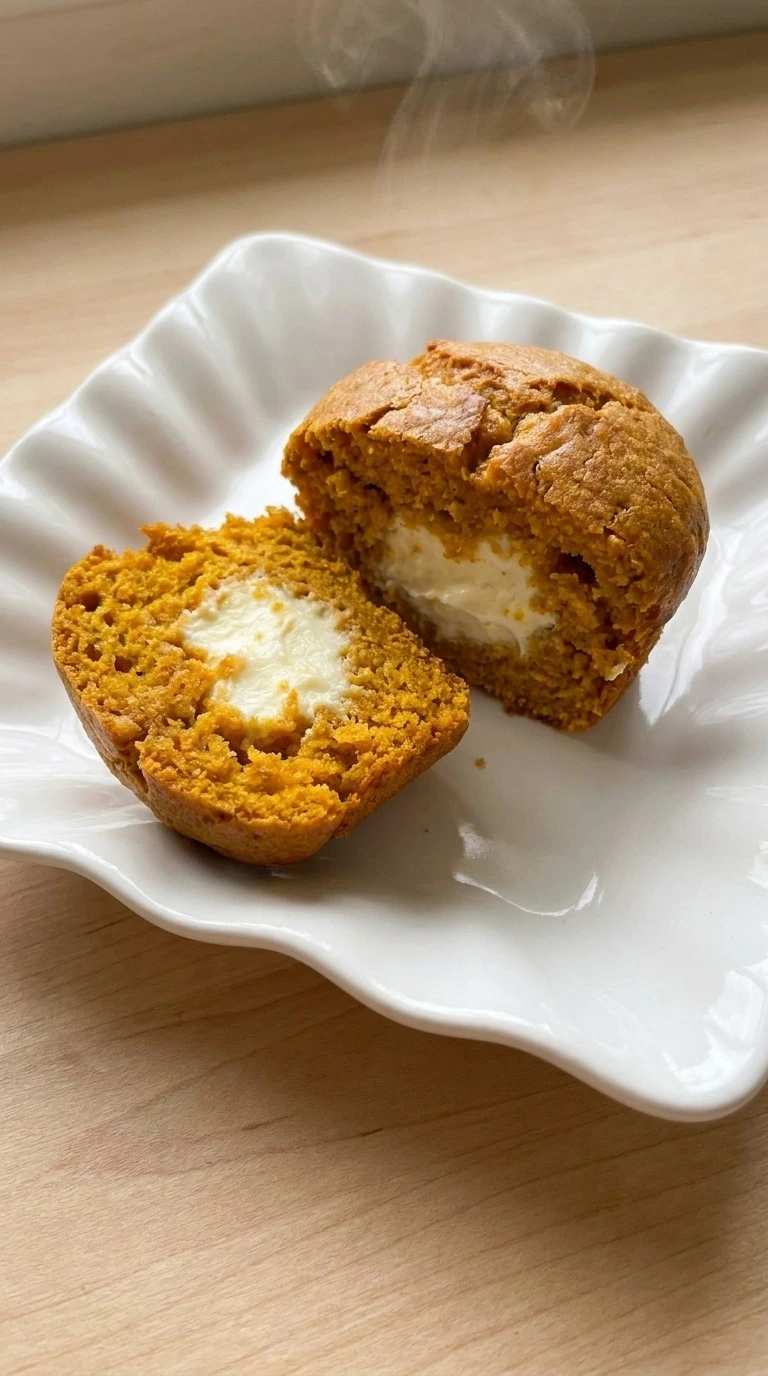 Copycat Starbucks Pumpkin Muffins finished with soft pumpkin crumb and cream cheese center Recipe focus: starbucks pumpkin cream cheese muffins.