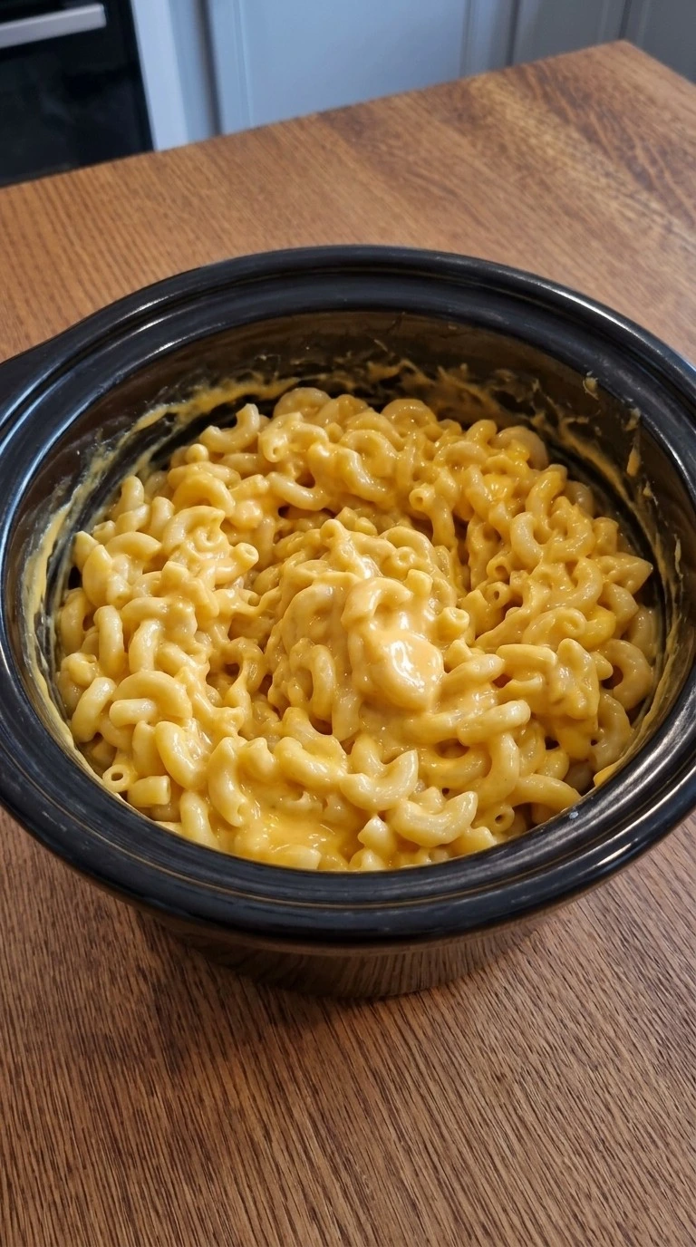 Crockpot Mac and Cheese Velveeta creamy pasta texture after slow cooking Recipe focus: crock pot macaroni and cheese.