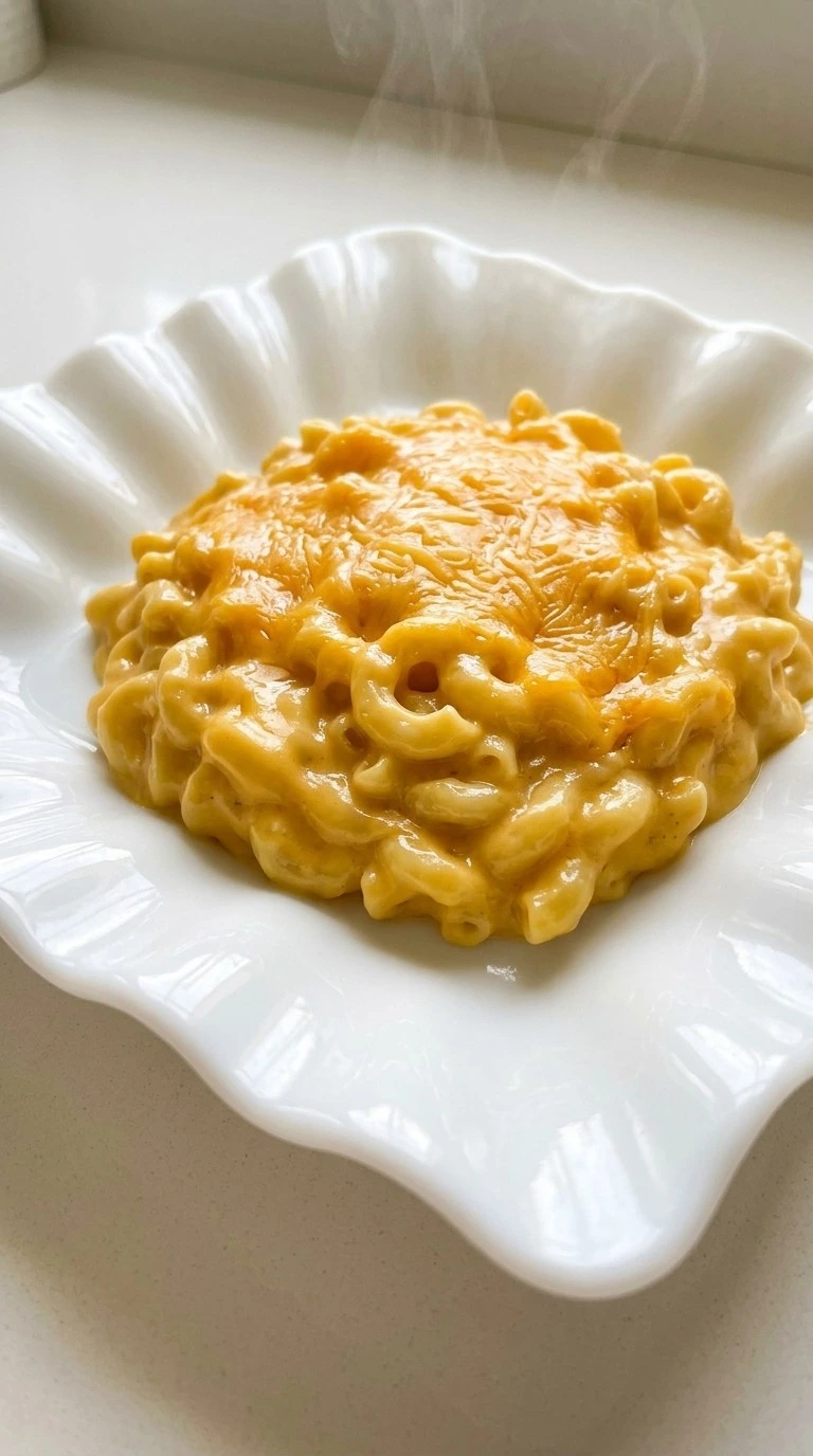 Crockpot Mac and Cheese Velveeta single creamy serving in bowl Recipe focus: dinner ideas easy.