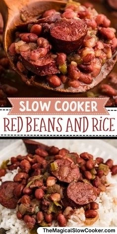 Crockpot Red Beans and Rice served with tender beans and sliced sausage Recipe focus: red beans and rice recipe crockpot.