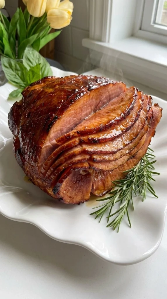 Crockpot Thanksgiving Ham finished spiral sliced glazed ham with caramelized surface Recipe focus: thanksgiving ham recipes crockpot.