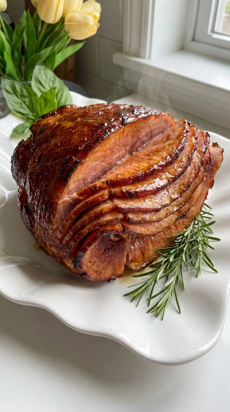 Crockpot Thanksgiving Ham finished spiral sliced glazed ham with caramelized surface Recipe focus: thanksgiving ham recipes crockpot.
