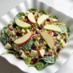 Fall Fruit Salad Thanksgiving Sides finished bowl with apple slices cranberries and creamy dressing