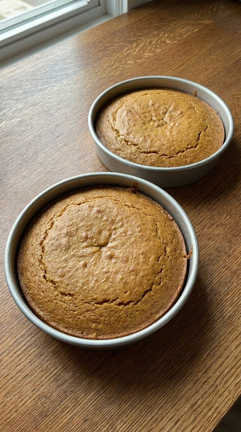 Friendsgiving Cake baked golden layers cooling Recipe focus: thanksgiving cake designs.