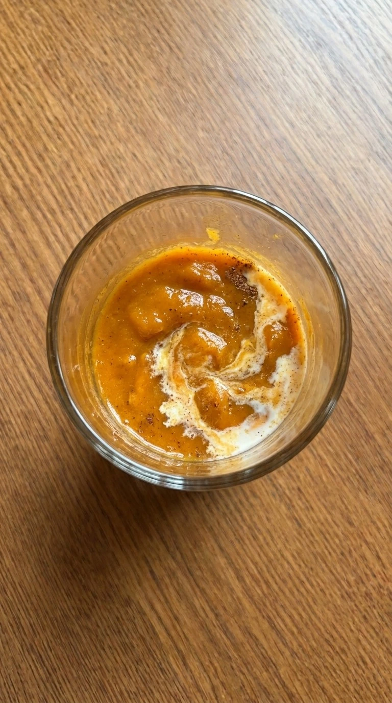 Friendsgiving Cocktails pumpkin spice martini mixture being blended Recipe focus: thanksgiving beverages.