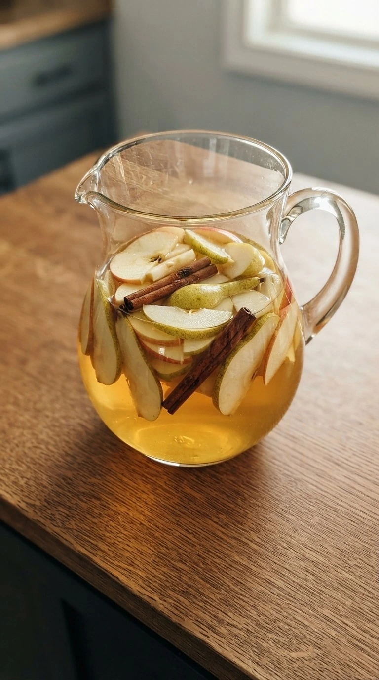 Friendsgiving Cocktails autumn sangria with apple and pear slices Recipe focus: thanksgiving drink ideas.