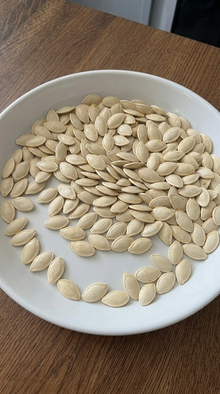 Completely dried pumpkin seeds before seasoning Roasted Pumpkin Seeds with Salt and Pepper