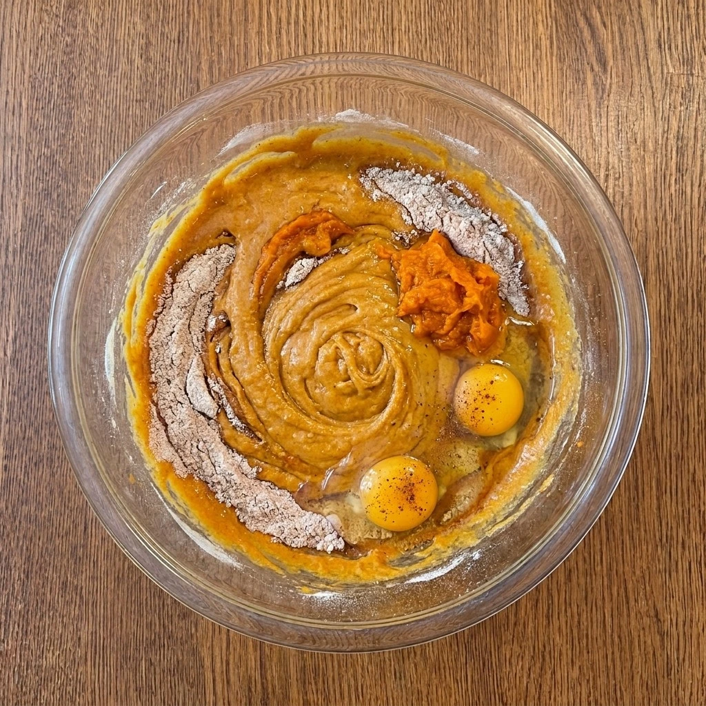 Spice Cake Pumpkin Muffins batter mixed with pumpkin puree and spice cake mix Recipe focus: apple spice muffins.