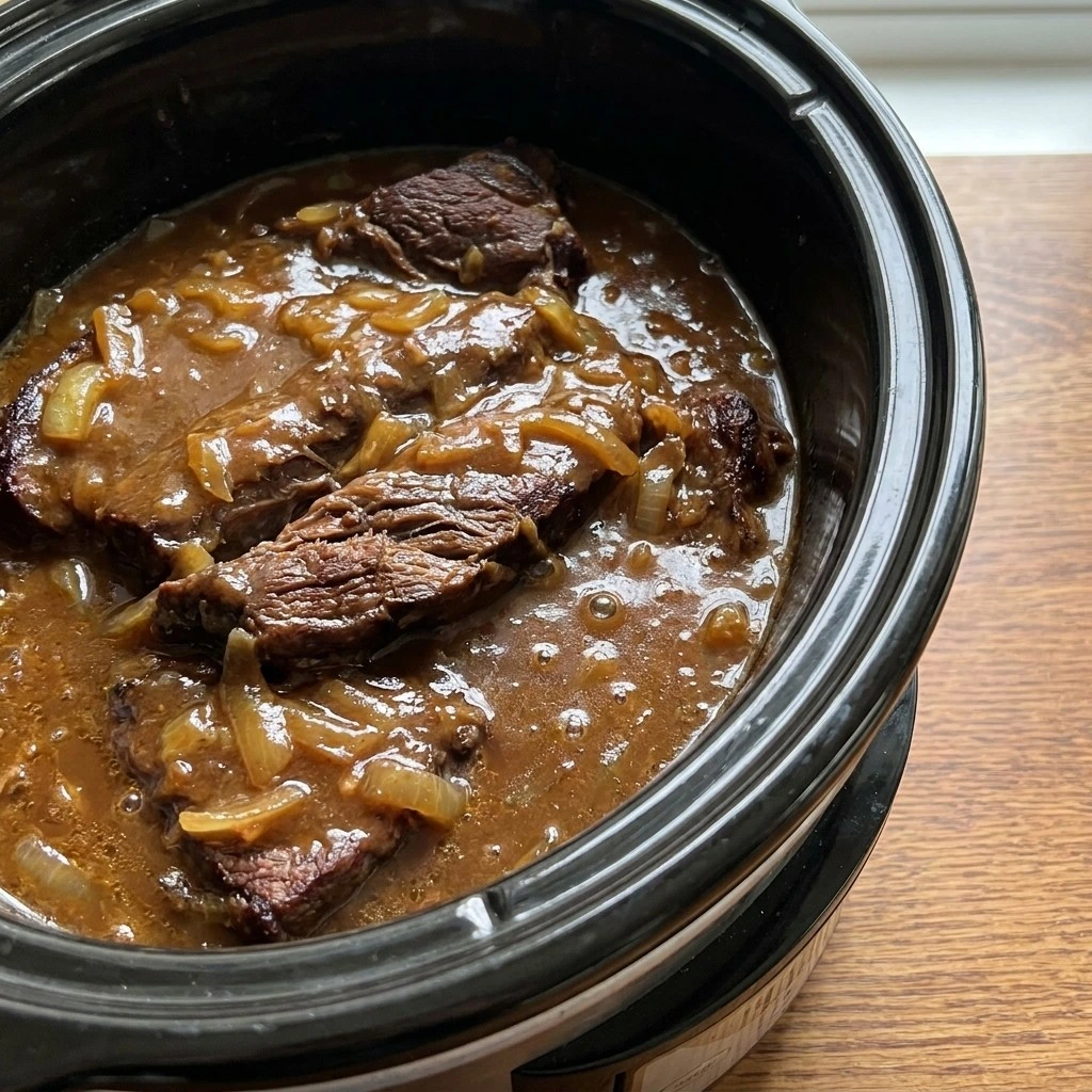 Crockpot Beef Tips and Gravy — Slow cook the beef until tender Recipe focus: crockpot beef tips and noodles.