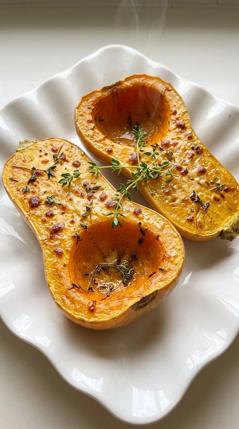 Thanksgiving Butternut Squash with golden melted filling after roasting Recipe focus: thanksgiving butternut squash recipes.