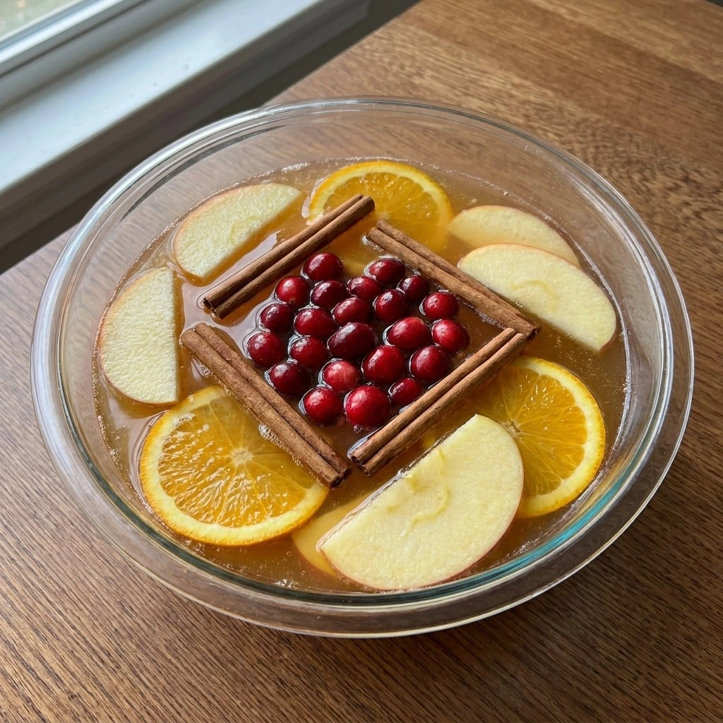 Thanksgiving Cocktail Party Food infused apple cider with cinnamon and cranberries