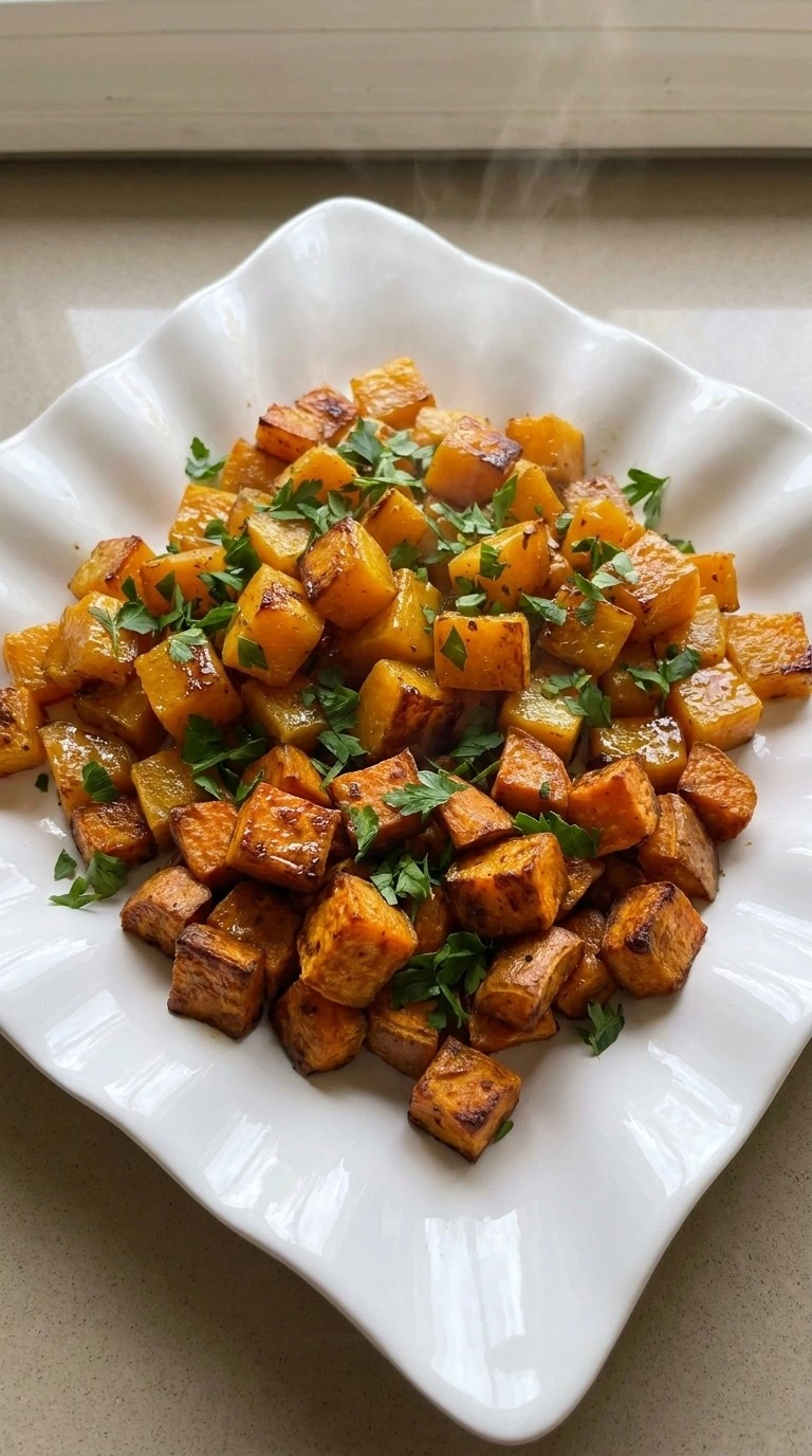 Thanksgiving Side Dishes Healthy Butternut Squash plated with roasted vegetables and Recipe focus: thanksgiving recipes side dishes healthy butternut squash.