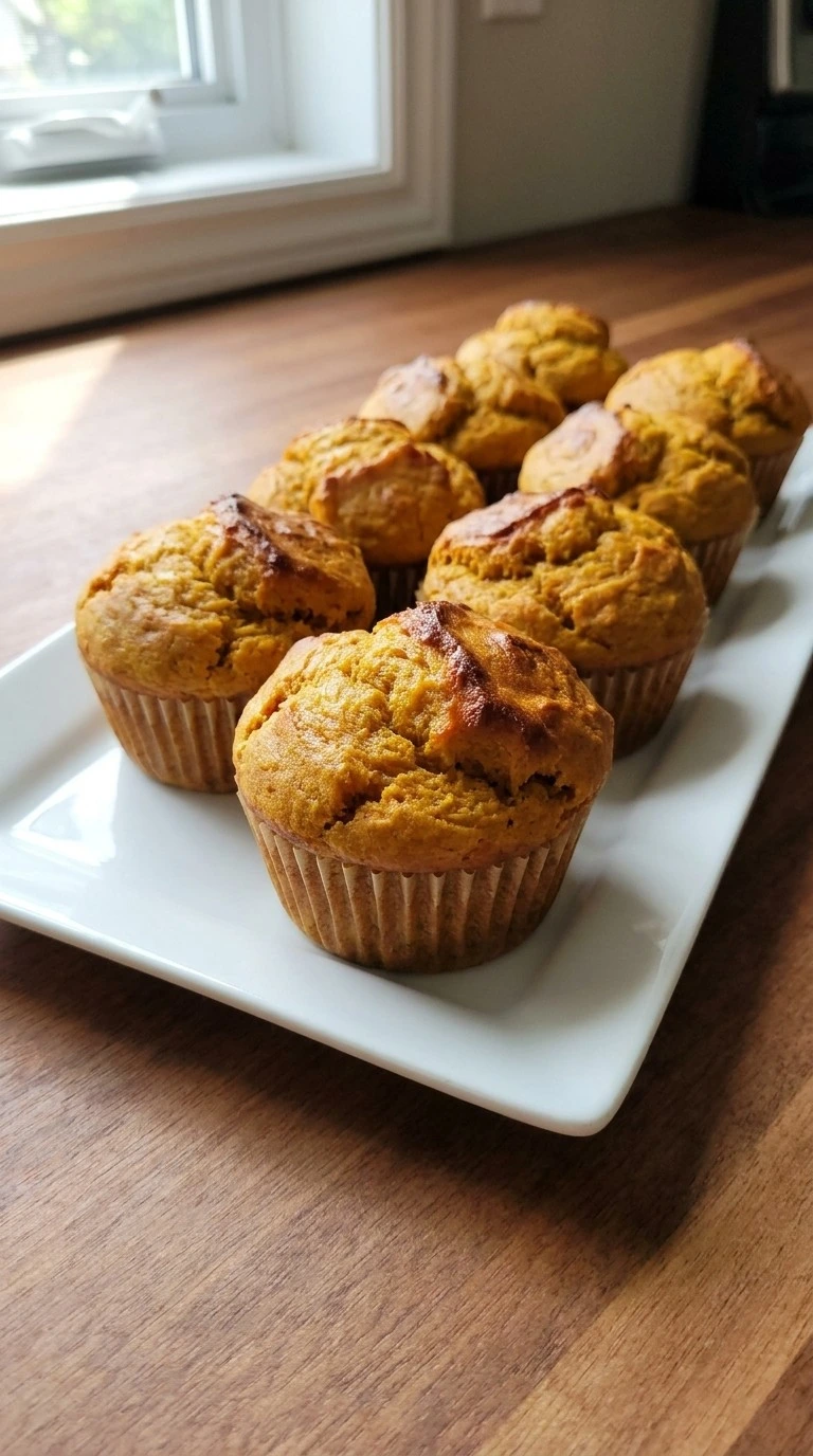 Weight Watchers Pumpkin Muffins with golden domed tops in white paper liners Recipe focus: weight watcher pumpkin muffins.