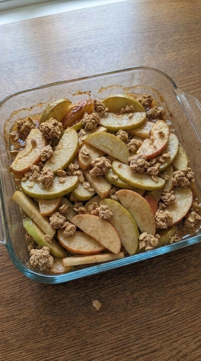Apple Crisp with Oatmeal Crumble baked until deep golden with thick bubbling apple juices at the edges Recipe focus: apple cinnamon oatmeal bake.