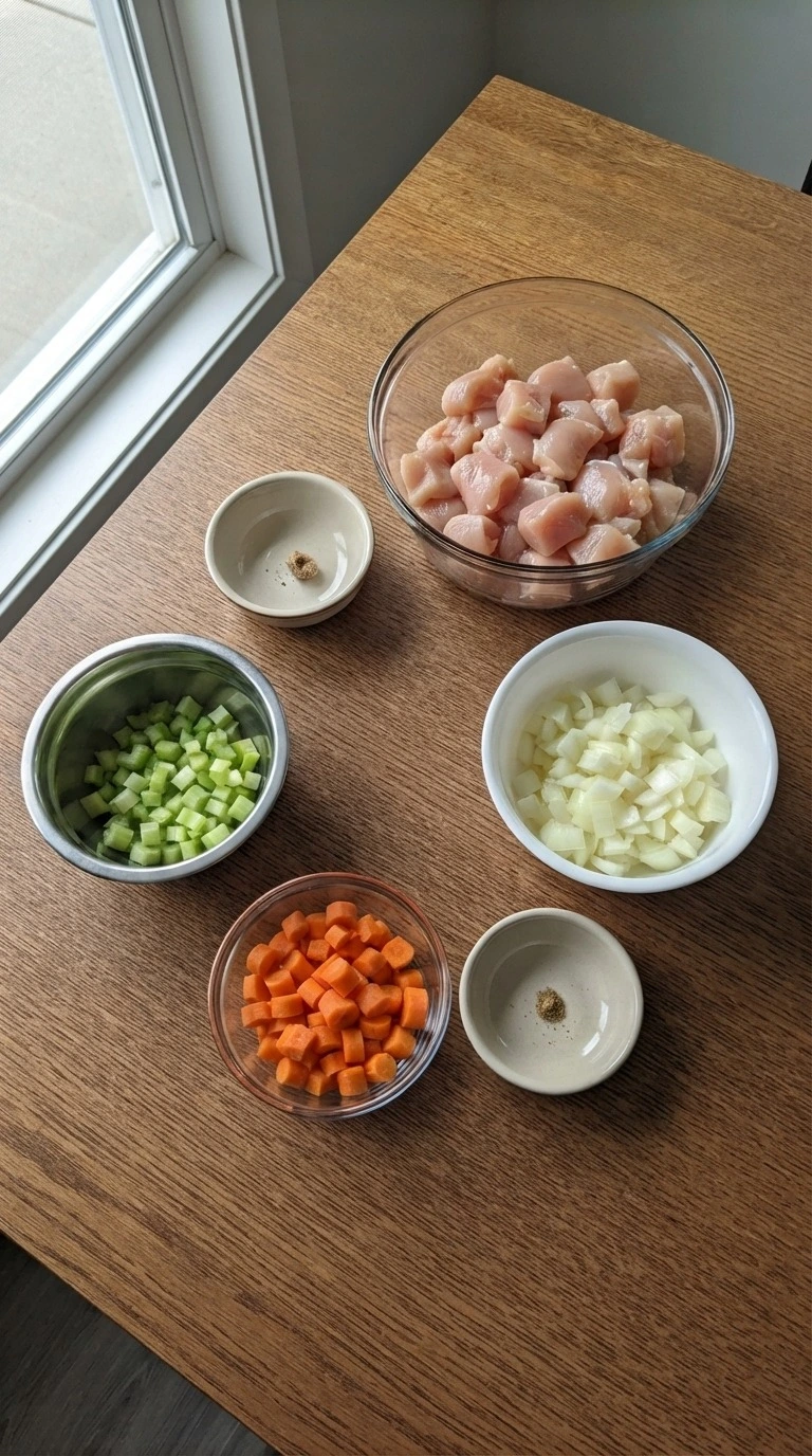 Chicken Pot Pie Casserole chicken and vegetables being prepared Recipe focus: easy chicken pot pie casserole.