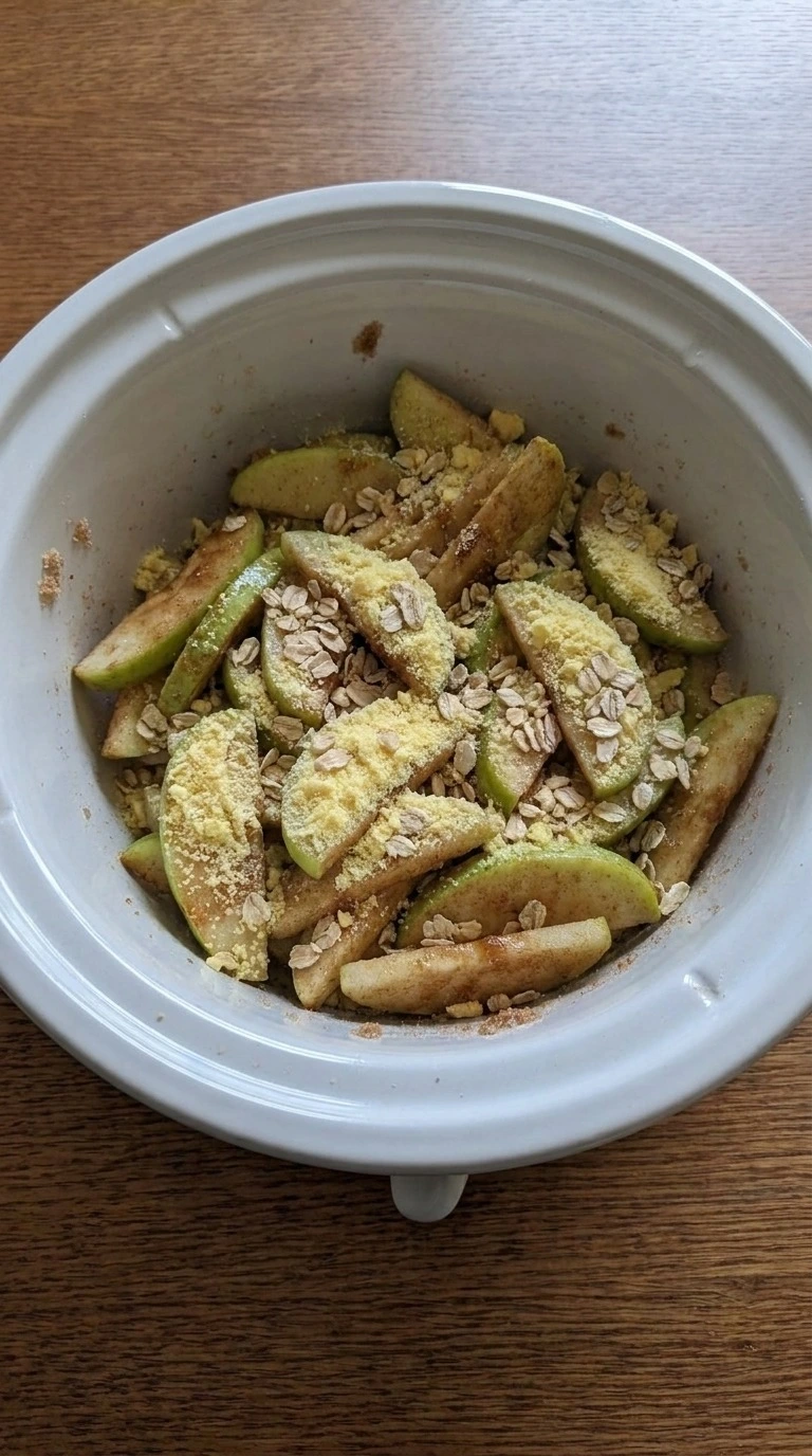 Crockpot Apple Crisp Cake Mixes layered apples with cake mix topping Recipe focus: crockpot apple crisp easy cake mixes.