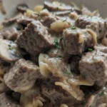 Crockpot Beef Stroganoff creamy mushroom sauce with tender beef and noodles Recipe focus: beef stroganoff crockpot.