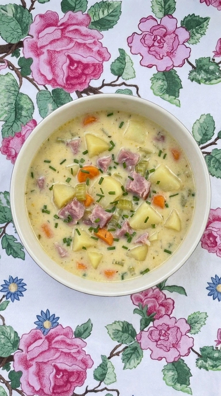 Crockpot Ham and Potato Soup with tender Yukon Gold potatoes, smoked ham and fresh chives Recipe focus: ham and potato soup crockpot.