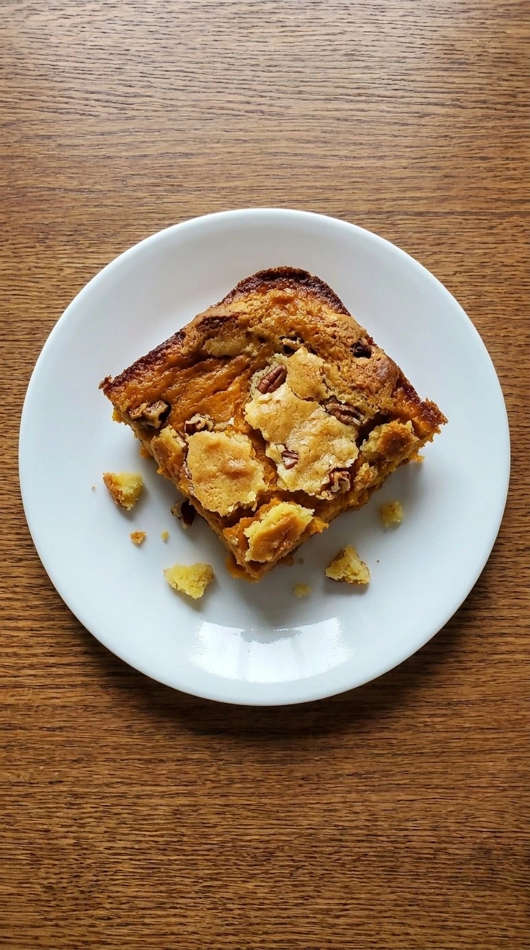 Dump Cake Pumpkin Fall Desserts served as one warm square with orange pumpkin filling and golden pecan Recipe focus: dump cake recipes pumpkin fall desserts.