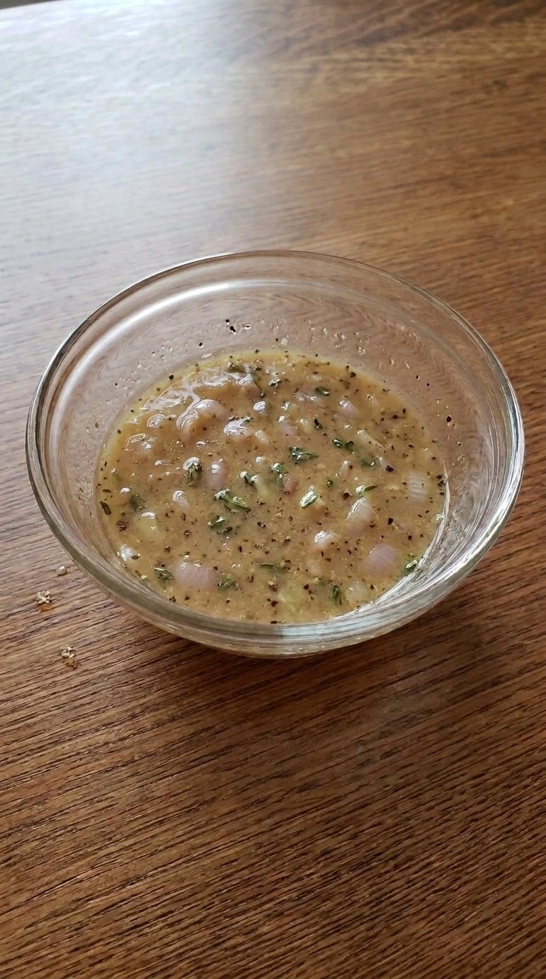 Fall Salad Dressing emulsified with extra virgin olive oil into a glossy amber vinaigrette Recipe focus: salads for thanksgiving dinner.