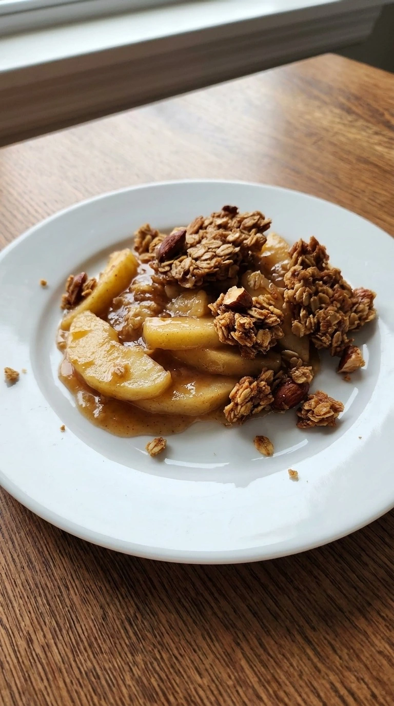 Gluten Free Apple Crisp Almond Flour served as one warm portion with tender apples and crisp topping