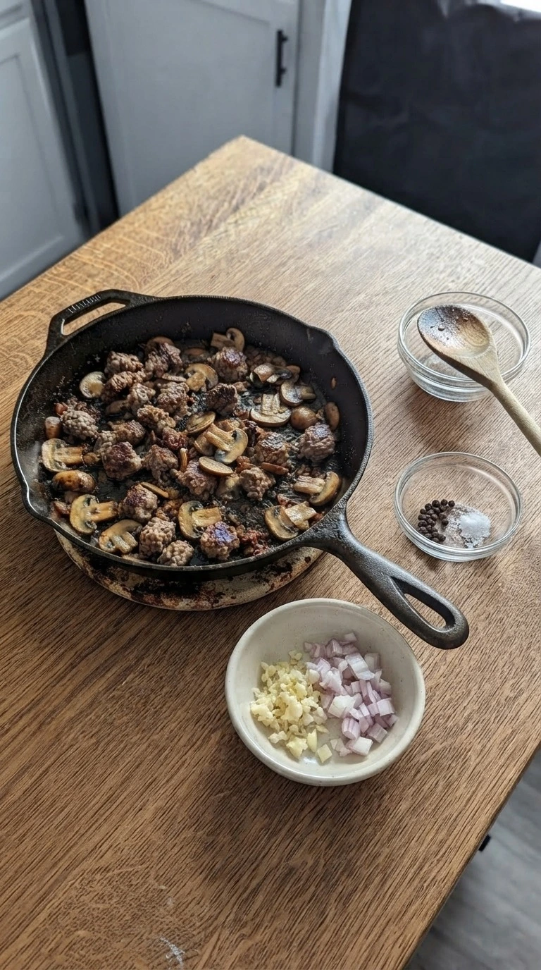 Ground Beef Stroganoff - Build the creamy mushroom sauce Recipe focus: beef stroganoff.