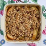 Healthy Apple Fall Desserts with tender maple apples and a deep golden oat pecan topping