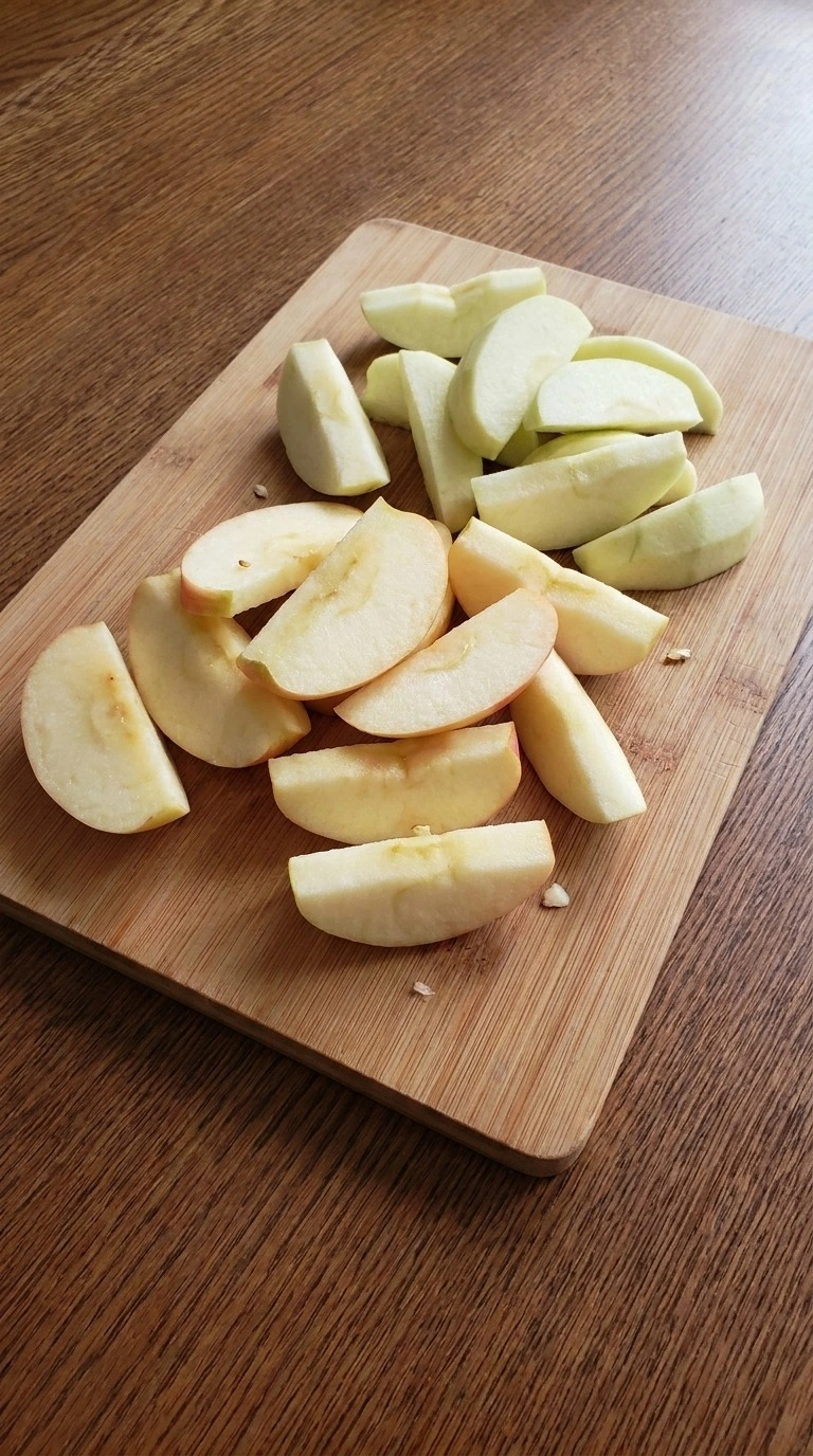 Sliced Honeycrisp and Granny Smith apples for Healthy Apple Fall Desserts