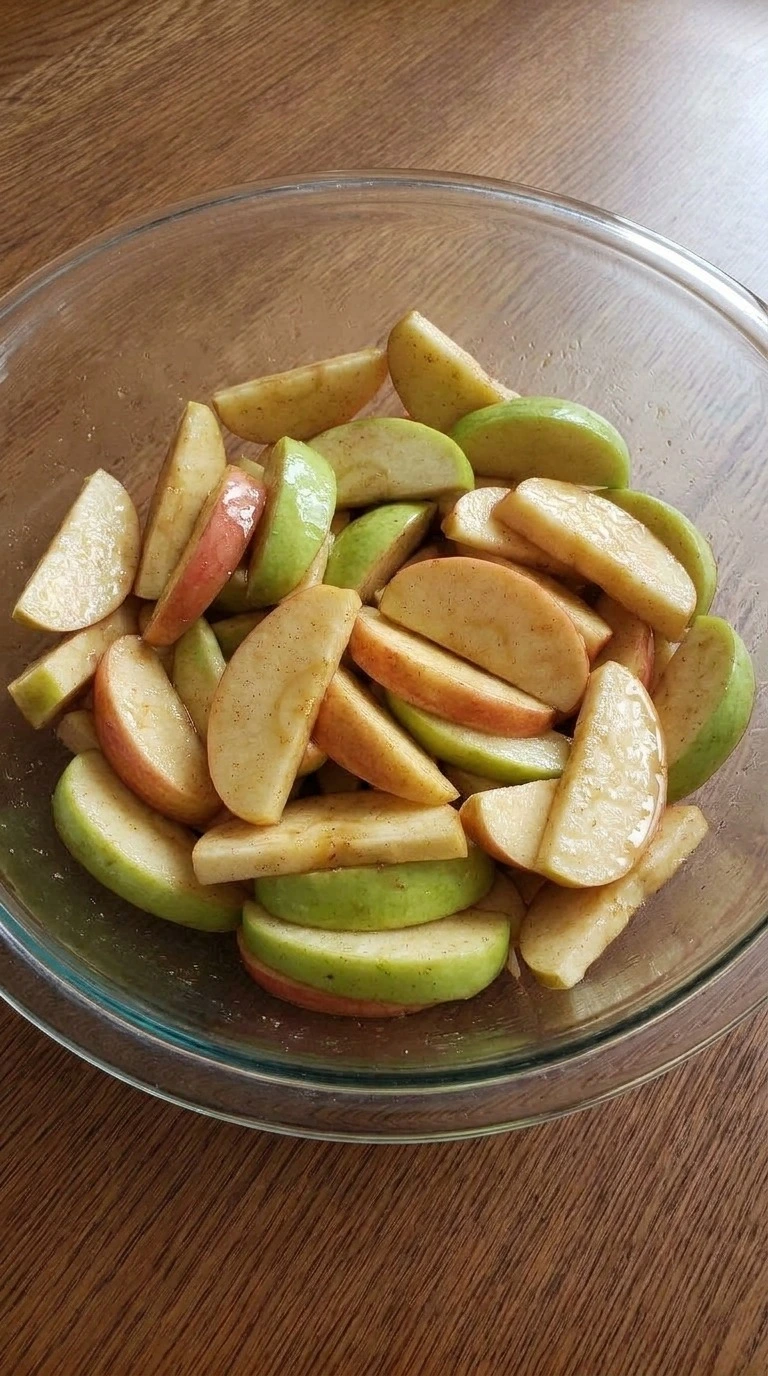 Maple spiced apple wedges coated for Healthy Apple Fall Desserts