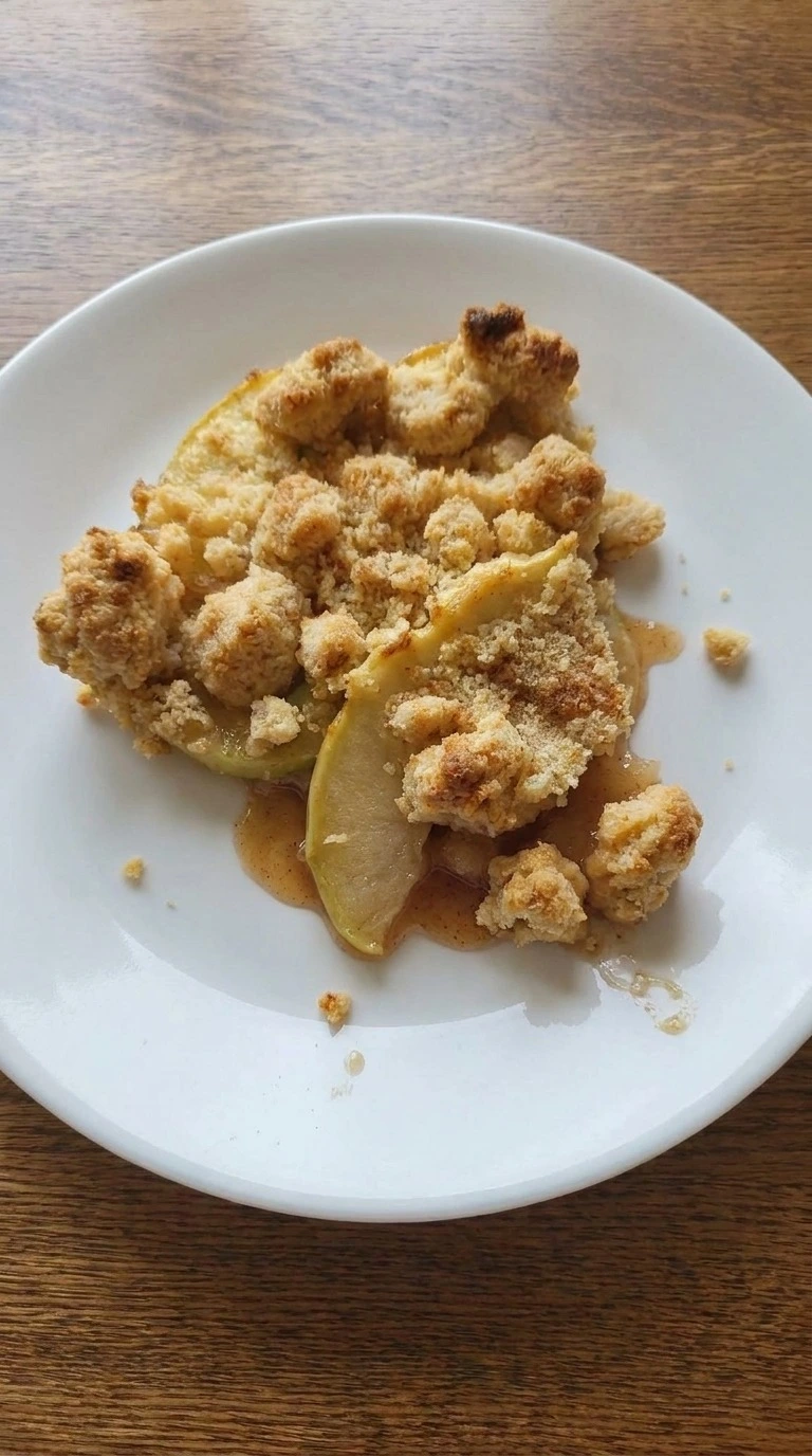 Served Low Carb Apple Crisp Almond Flour portion showing tender apples beneath crisp golden crumbs