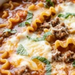 One Pot Lasagna Soup with melted cheese and tomato broth in a serving bowl Recipe focus: lasagna soup recipe.