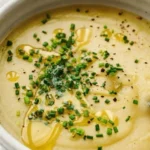Potato Leek Soup in a bowl with creamy texture and tender leek pieces Recipe focus: potato leek soup recipe.