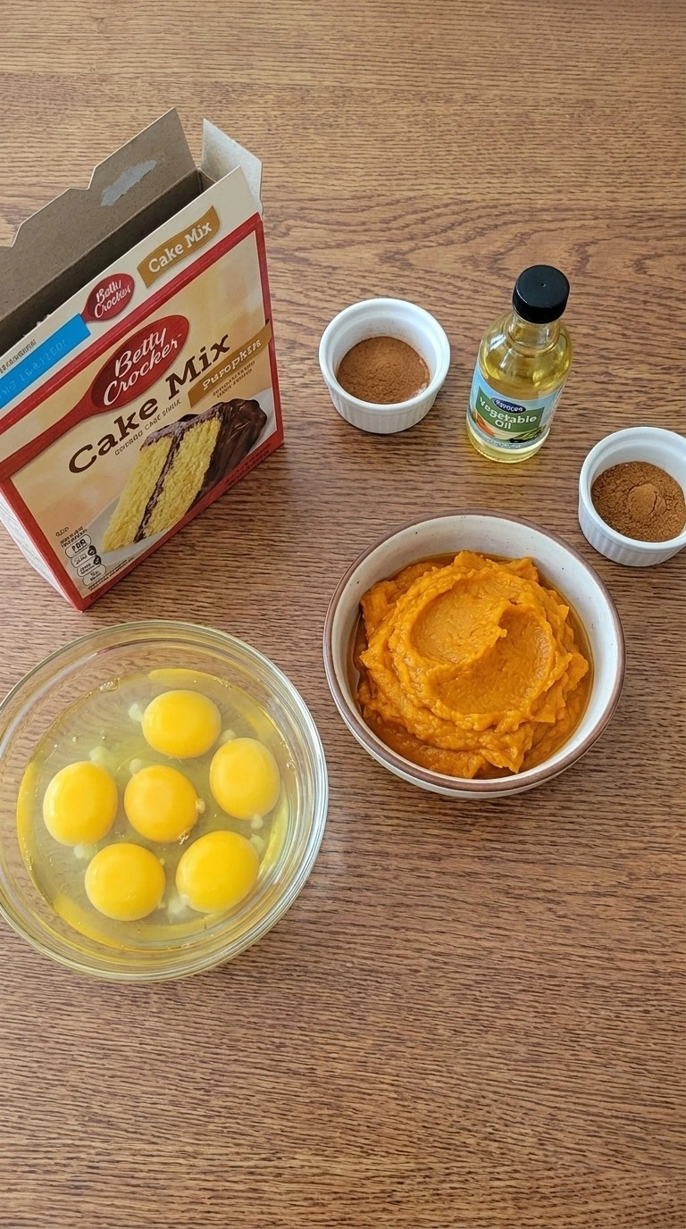 Pumpkin Bread with Cake Mix Boxes ingredients including pumpkin puree and cake mix Recipe focus: pumpkin muffins with cake mix recipes.