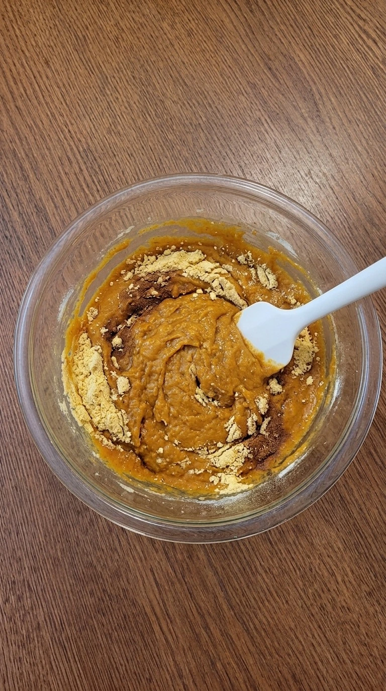 Pumpkin Bread with Cake Mix Boxes batter mixing with pumpkin puree and spices Recipe focus: cake mix and pumpkin puree.