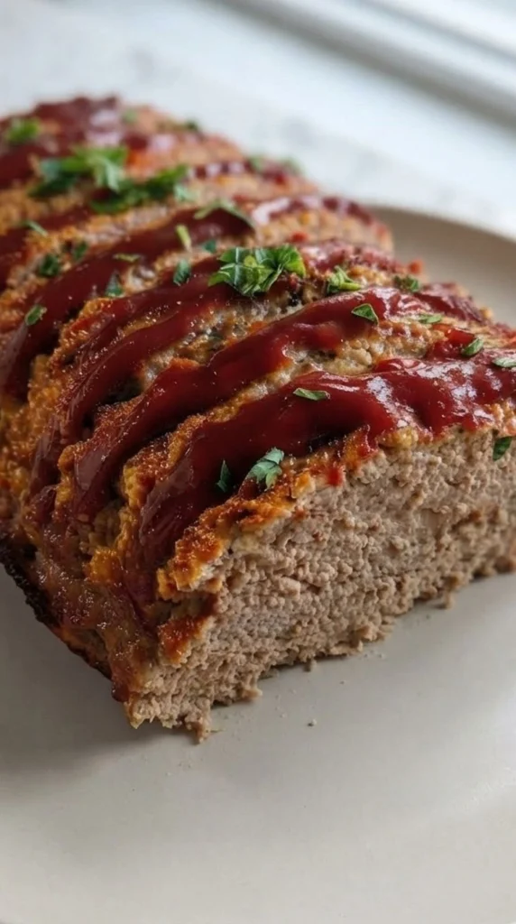 Turkey Meatloaf with golden crust and sliced tender center Recipe focus: meatloaf recipes.