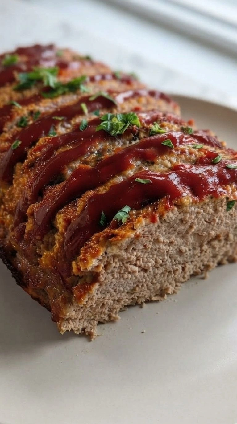 Turkey Meatloaf with golden crust and sliced tender center Recipe focus: meatloaf recipes.