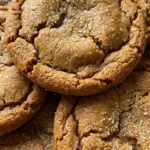 Chewy Gingerbread Cookies with soft centers and cracked spiced surfaces on a plate Recipe focus: soft and chewy gingerbread cookies.