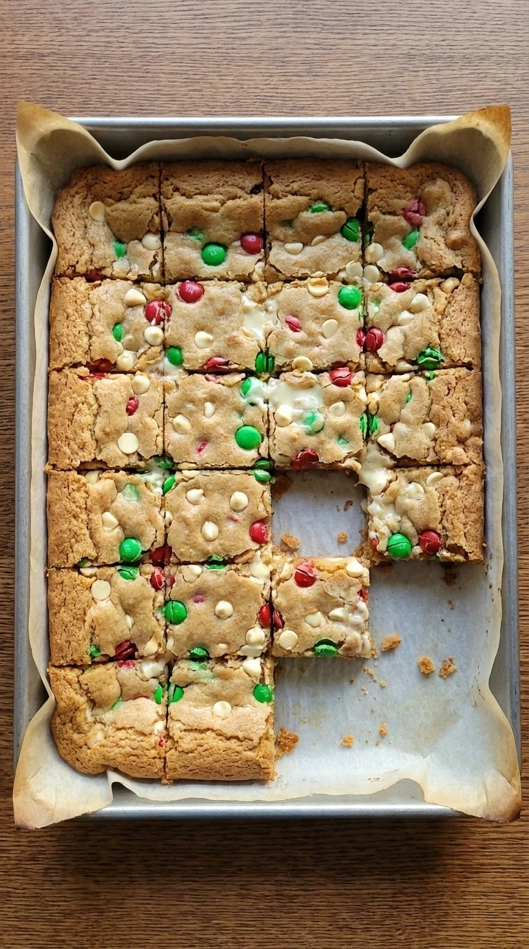Christmas Cookie Bars golden baked squares sliced from pan Recipe focus: christmas cookie bars holidays.