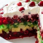 Christmas Jello Salad layered with red and green holiday gelatin Recipe focus: christmas salad.