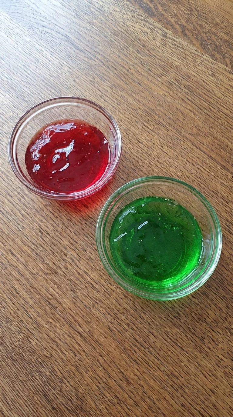 Christmas Jello Salad gelatin mixtures forming red and green layers Recipe focus: green christmas salad.