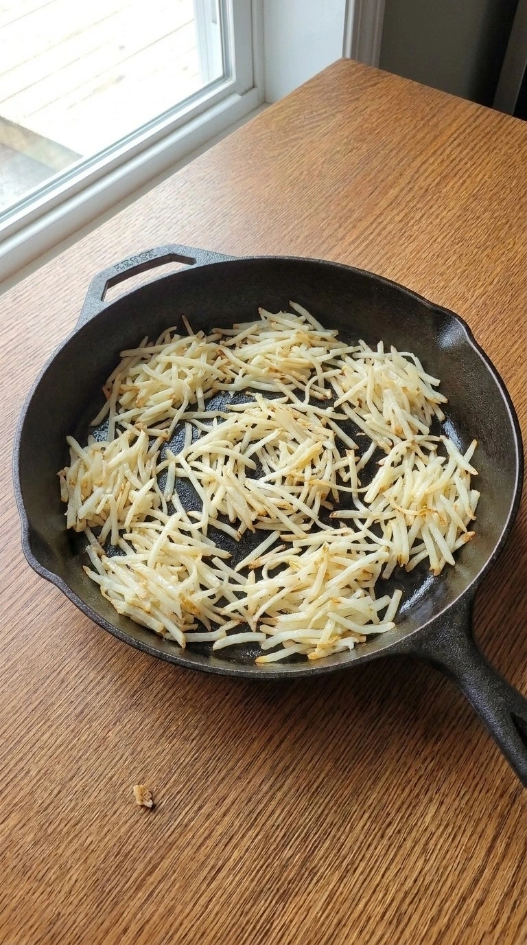 Christmas Morning Breakfast Casserole shredded hash browns with lightly golden edges Recipe focus: breakfast casserole with hashbrowns.