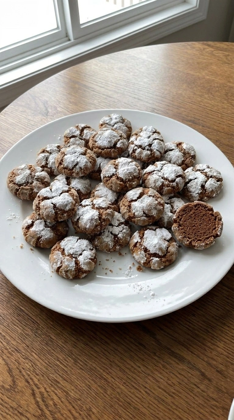 Gingerbread Crinkle Cookies plated with cracked tops and soft cookie centers Recipe focus: soft gingerbread cookies. Recipe focus: easy gingerbread cookies.