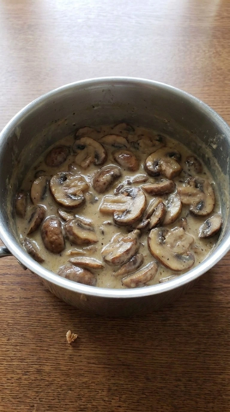 Green Bean Casserole with Fresh Green Beans sauce step with creamy mushroom mixture Recipe focus: green bean casserole easy.