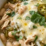 Instant Pot White Chicken Chili creamy bowl with tender chicken and white beans Recipe focus: white chicken chili instant pot.