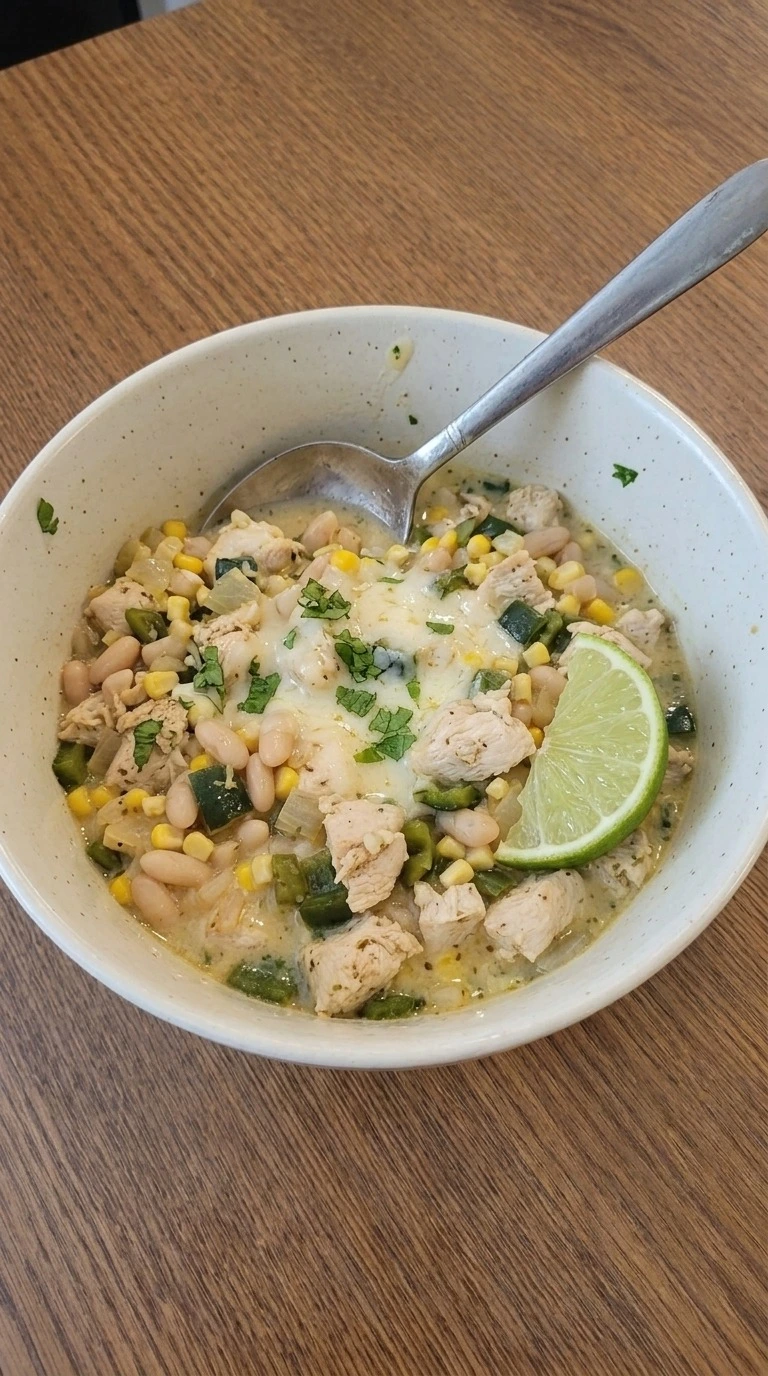 Chilly Thread Mexican Street Corn White Chicken Chili | Easy White Chicken Chili
